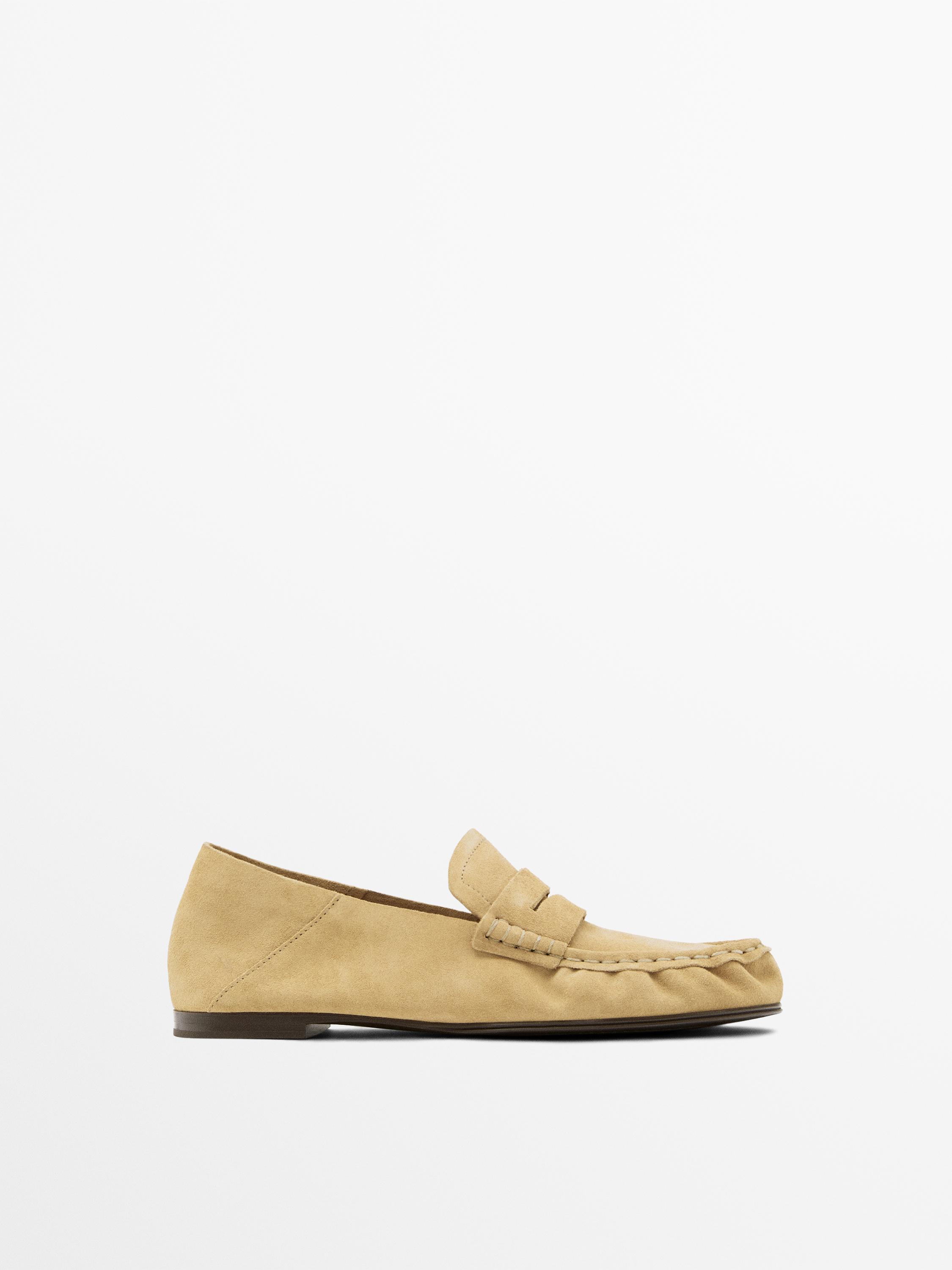 Soft split leather loafers