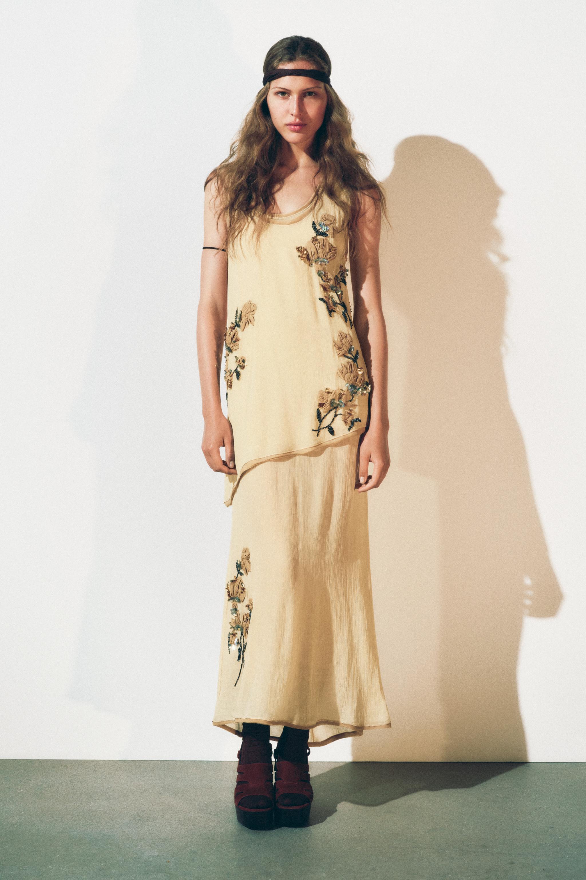 Floral embroidered dress zara hotsell