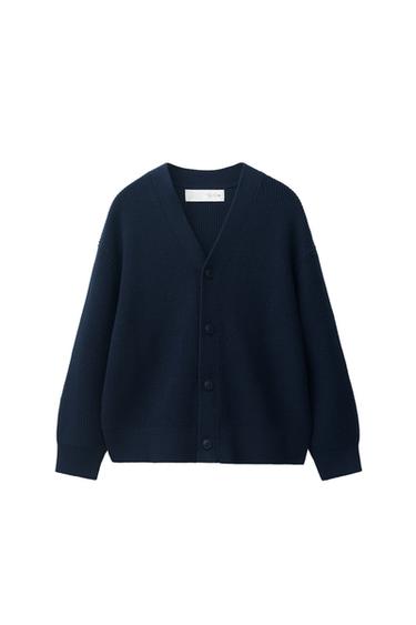 CARDIGAN I PERLESTRIK - mørk marine fra Zara