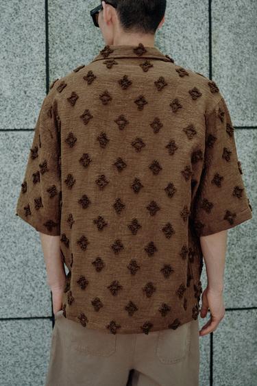 CHEMISE EN JACQUARD À TEXTURE - Marron de Zara - Image 2