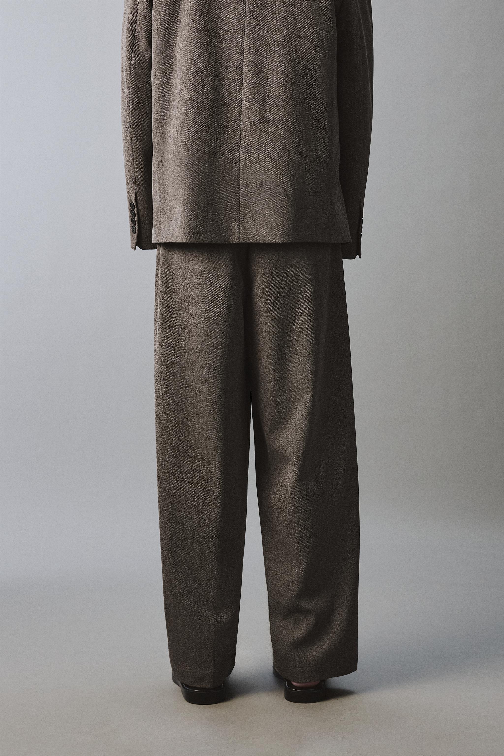 RELAXED FIT TEXTURED SUIT WIDE-LEG PANTS