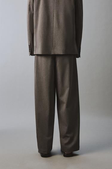 PANTALON LARGE DE COSTUME STRUCTURÉ DÉCONTRACTÉ - Marron / Taupe de Zara - Image 2