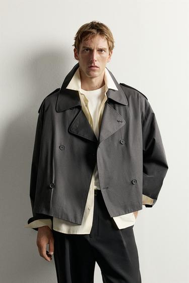 SHORT TECHNICAL TRENCH COAT - Anthracite grey by Zara