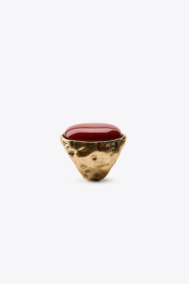 STONE RING - Golden by Zara - Image 4