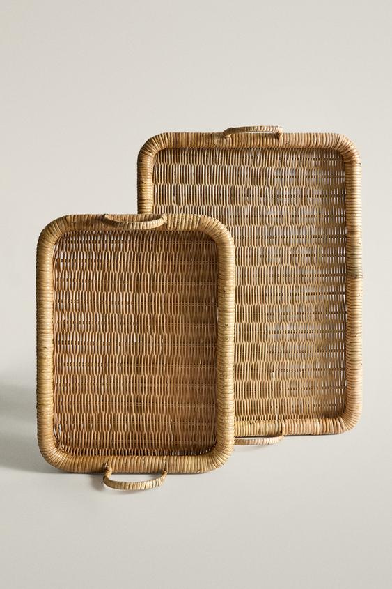 RECTANGULAR RATTAN TRAY - Light beige by Zara - Image 0