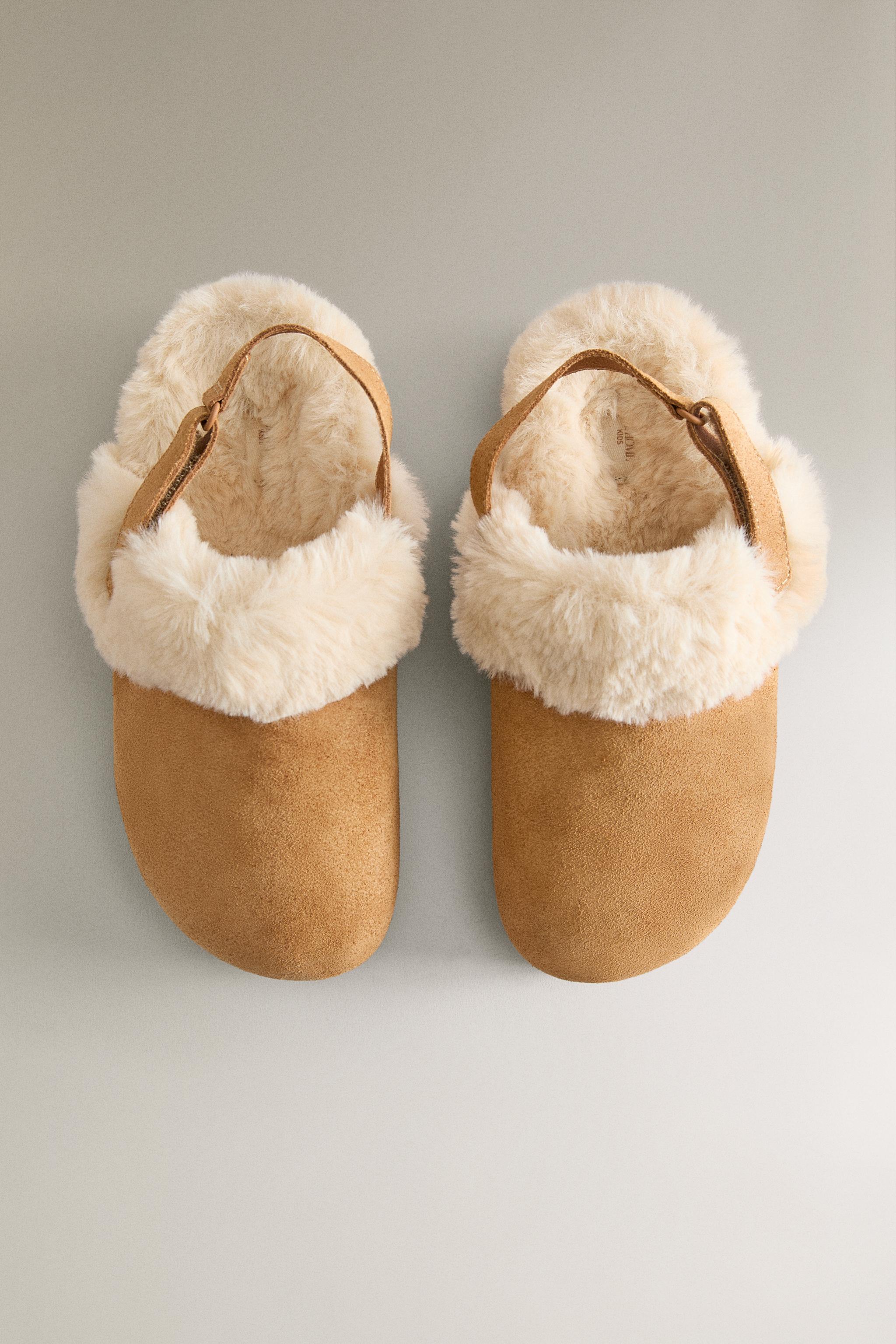 Детские сабо Zara KIDS’ WARM LEATHER MULE CLOG SLIPPERS — фото 3