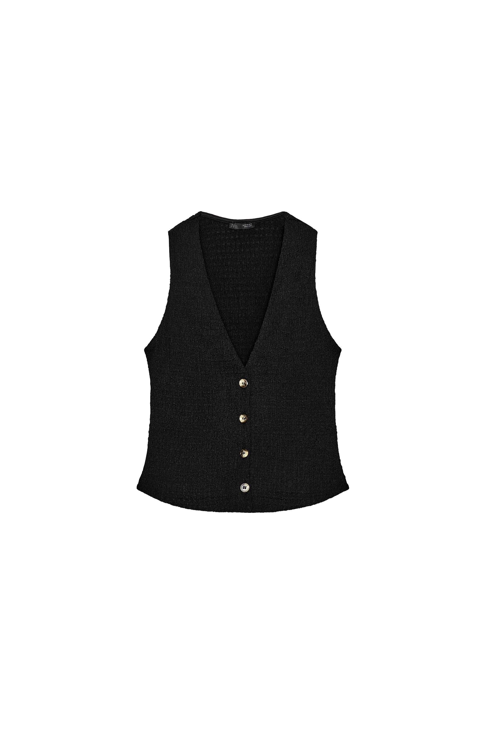 トップス atlast&co button vest TEXTURED BUTTONED VEST TOP - Chocolate | ZARA United States