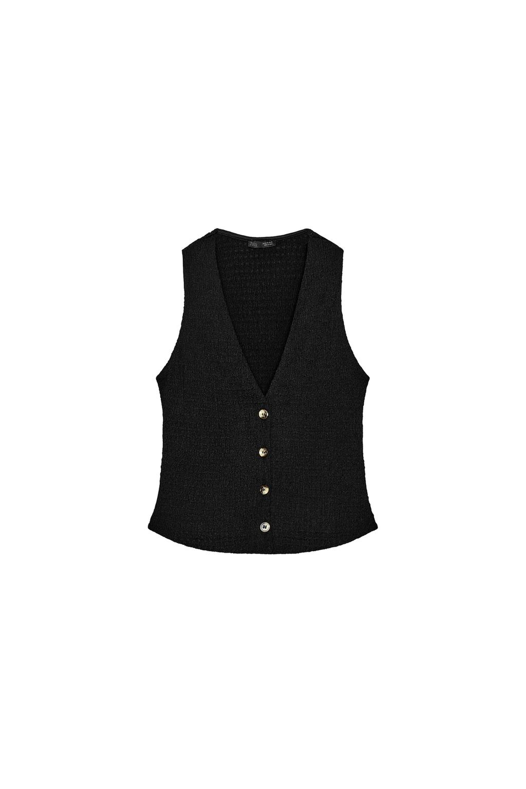 TEXTURED BUTTONED VEST TOP - image 3