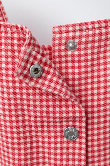 TWILL GINGHAM TOP - Red by Zara - Image 3