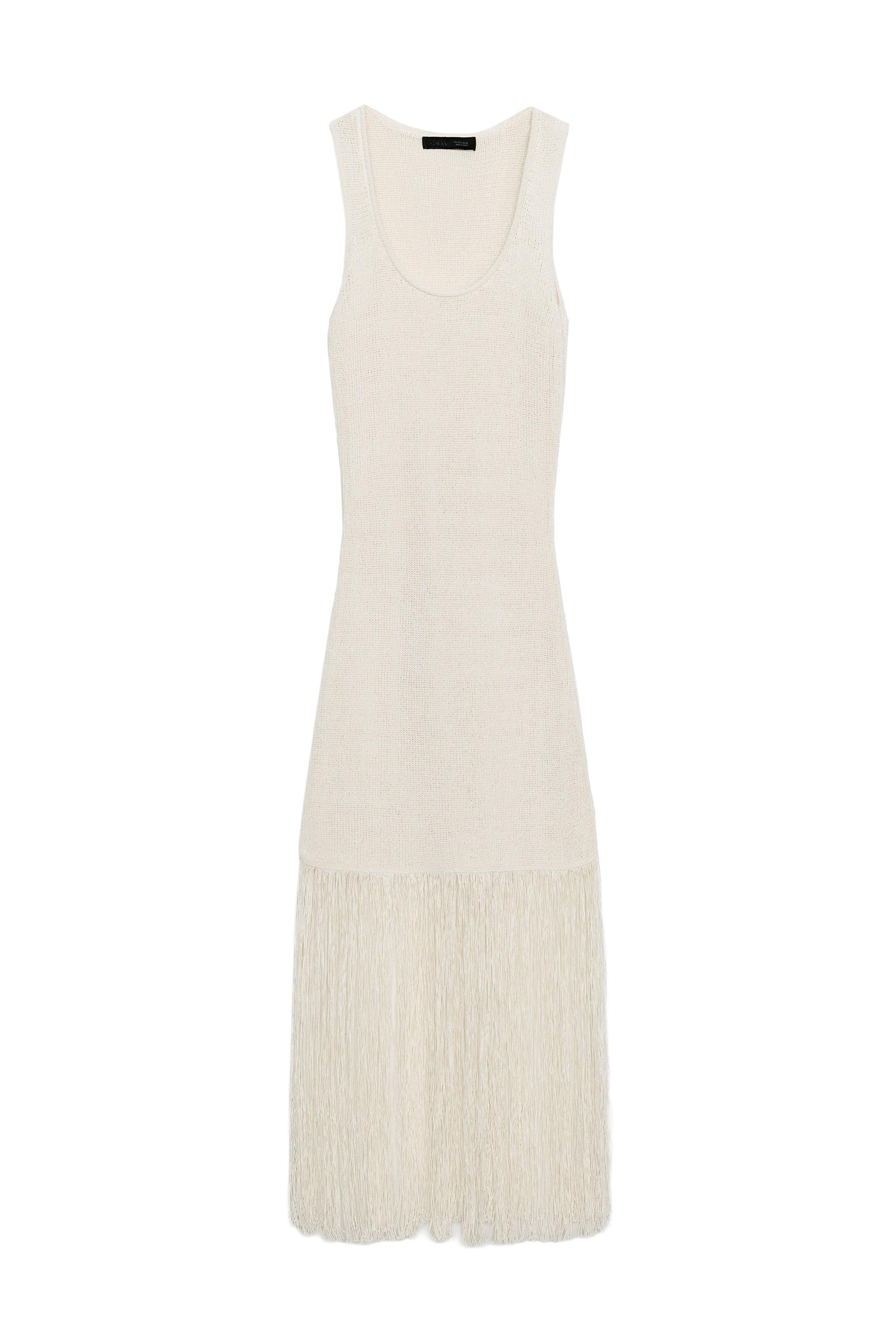 FRINGED KNIT DRESS - Ecru | ZARA United States FRINGED KNIT DRESS - Ecru | ZARA United States