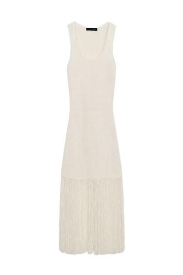 VESTIDO PUNTO FLECOS - Crudo de Zara