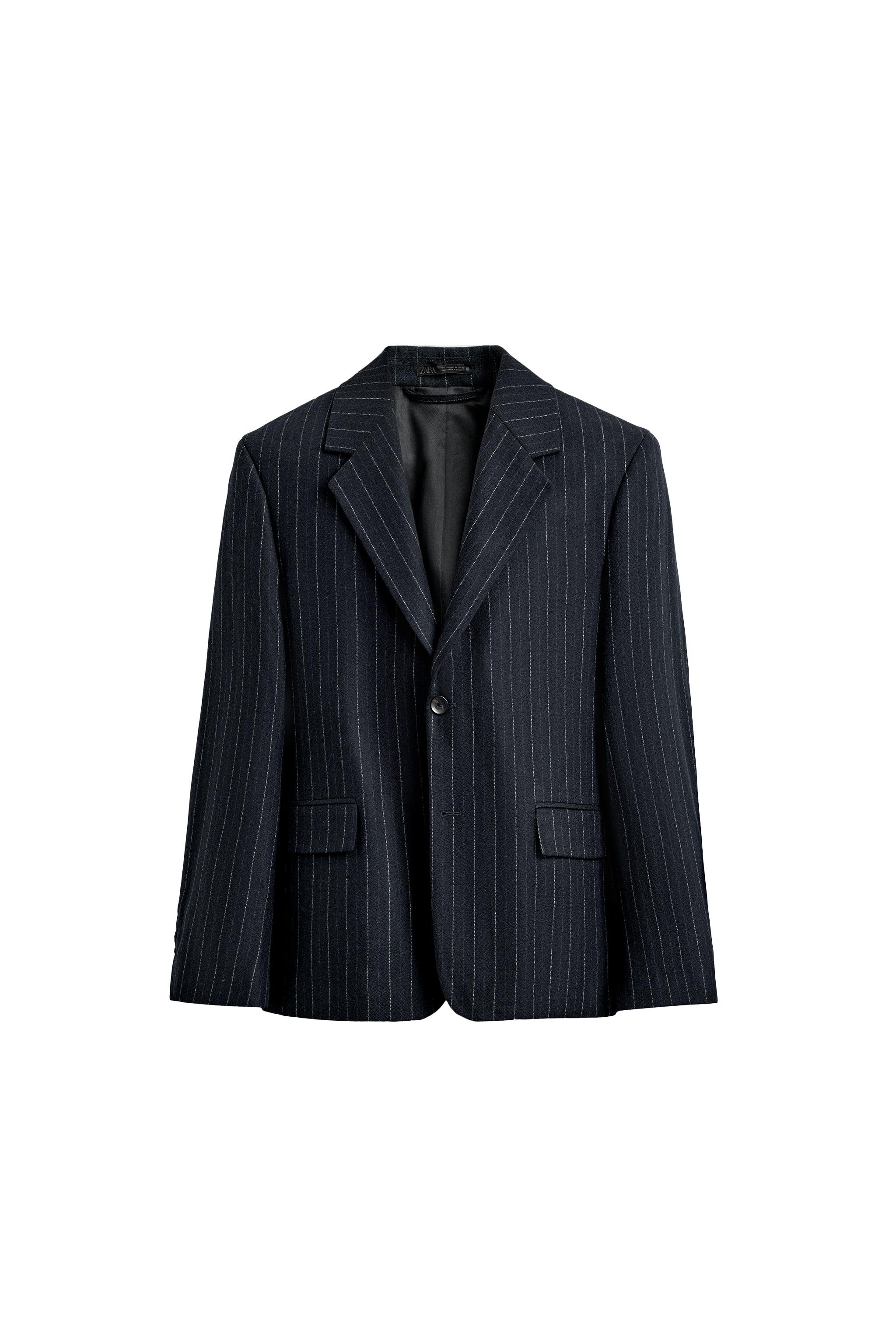 ストライプ柄フランネルブレザー - ネイビーブルー | ZARA Japan / 日本