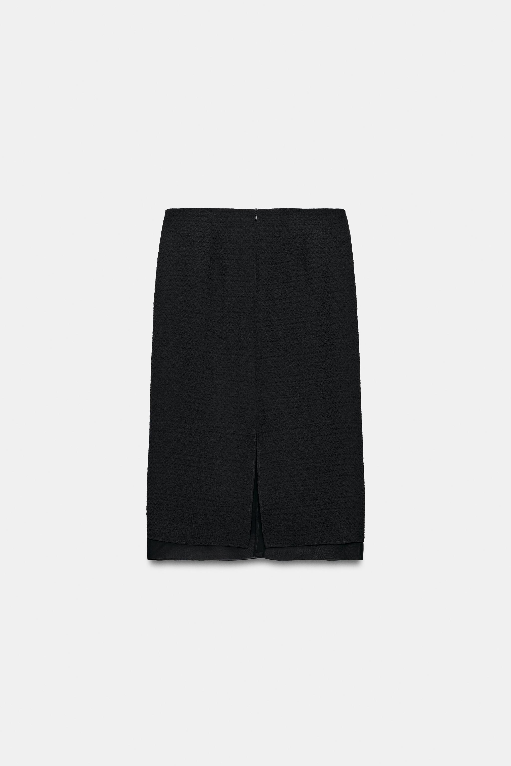 Женские юбки Zara CONTRASTING FABRIC MIDI SKIRT — фото 6