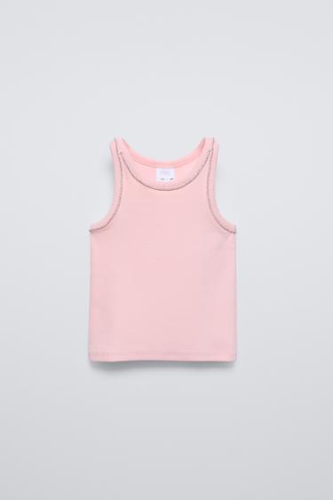 CAMISETA RIB BRILLOS - Rosa de Zara - Imagen 0