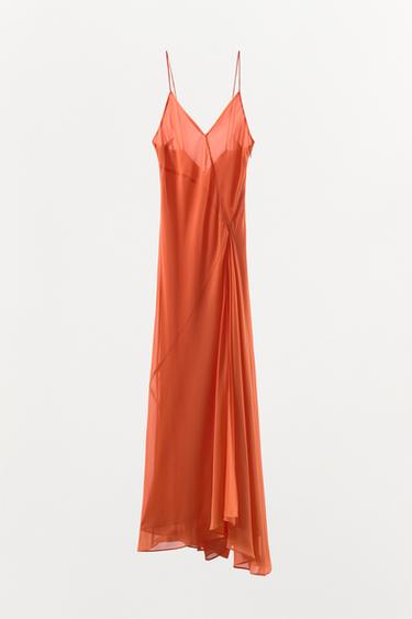 STRAPPY GEORGETTE DRESS - Orange by Zara - Image 6