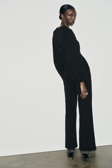 INTERLOCK WIDE-LEG TROUSERS - Black by Zara - Image 3