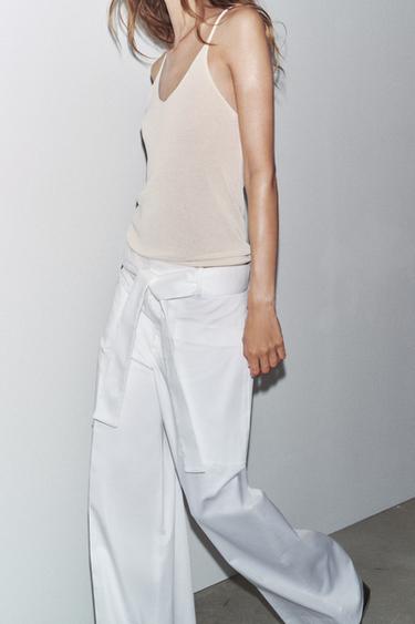 PANTALON CEINTURE ZW COLLECTION - Blanc de Zara - Image 3