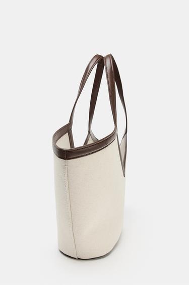 SAC SHOPPER COUPE CANVAS - Écru de Zara - Image 2