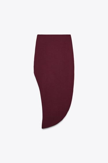 JUPE ASYMÉTRIQUE EN CRÊPE - Bordeaux de Zara - Image 5