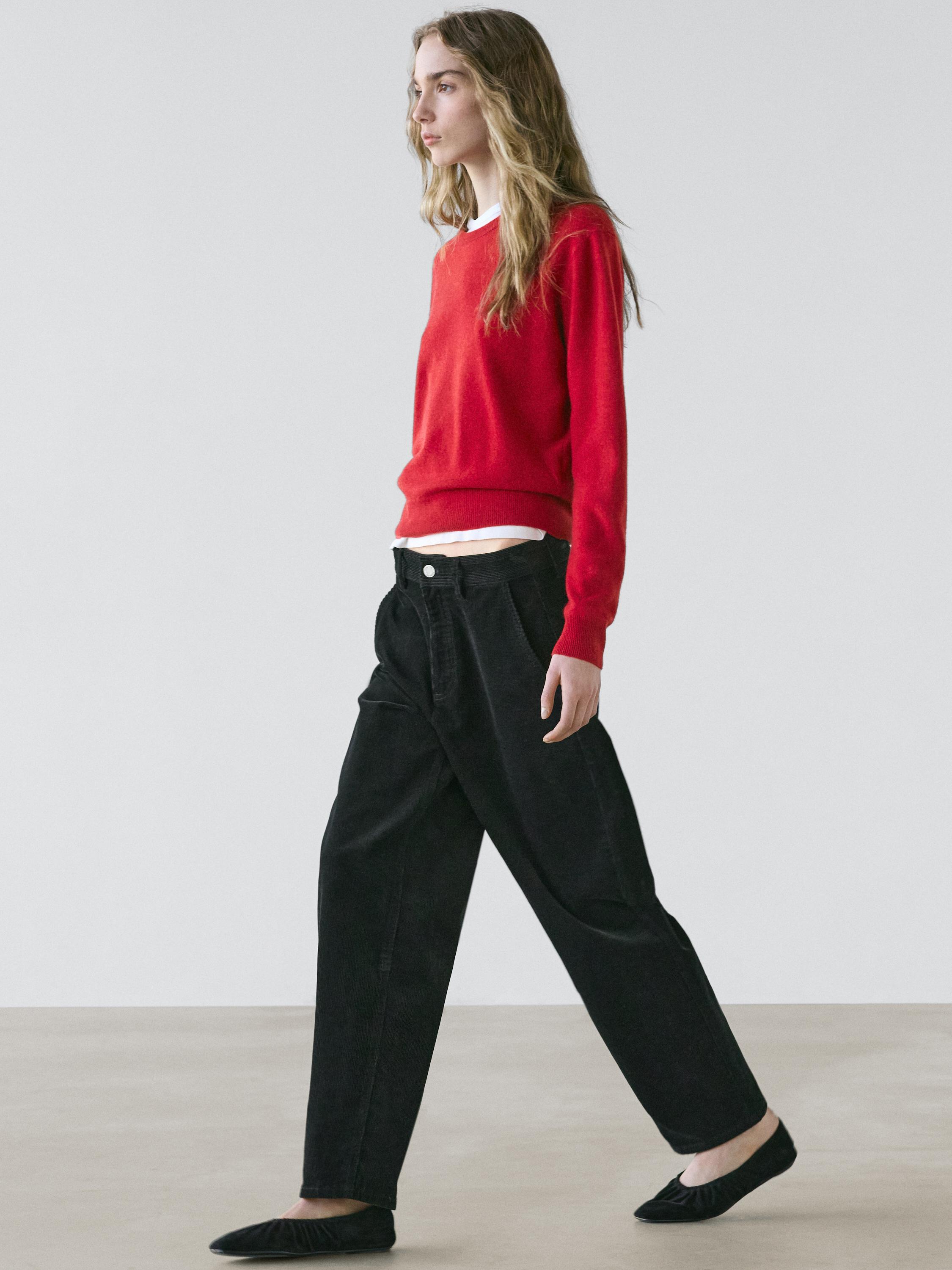 Pantalon barrel fit en velours côtelé