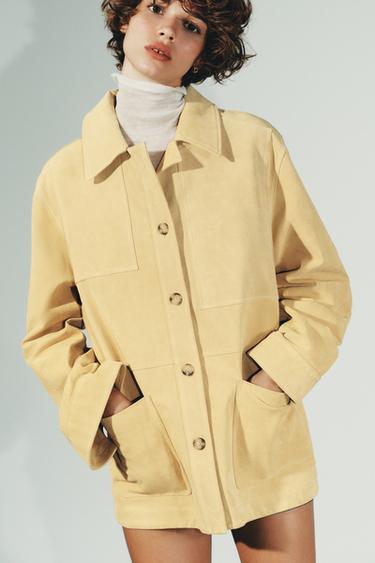 Zara 100% SUEDE LEATHER JACKET - Champagne - Image 0