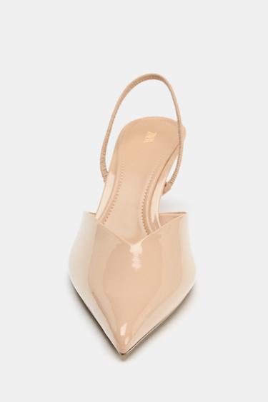 CHAUSSURES OUVERTES À L'ARRIÈRE À EFFET VERNI - Beige de Zara - Image 3