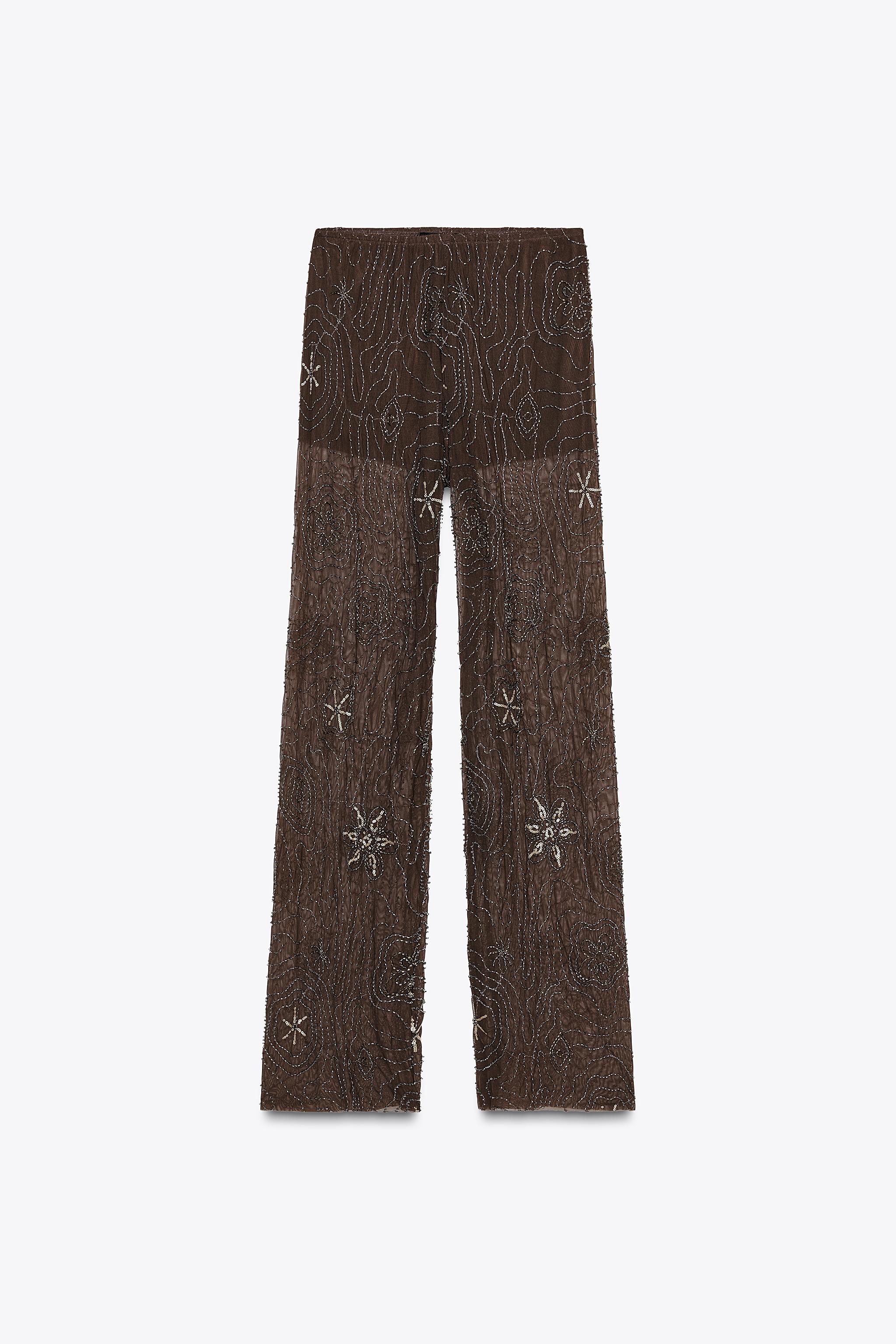 ZARA ビーズ&スパンコール付きパンツ 4813/815 BEADED SEQUIN TROUSERS - Chocolate | ZARA Spain