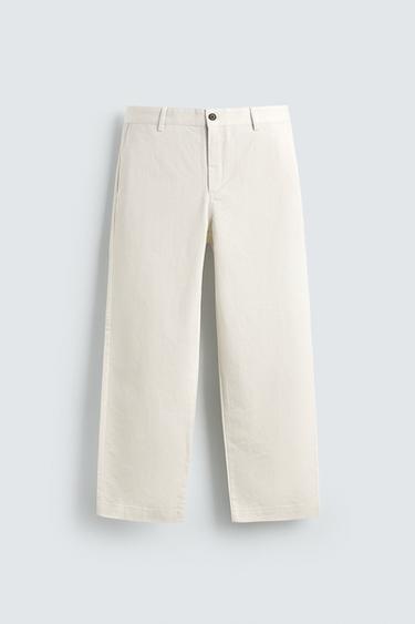 STRAIGHT-LEG CHINO TROUSERS - Ecru by Zara