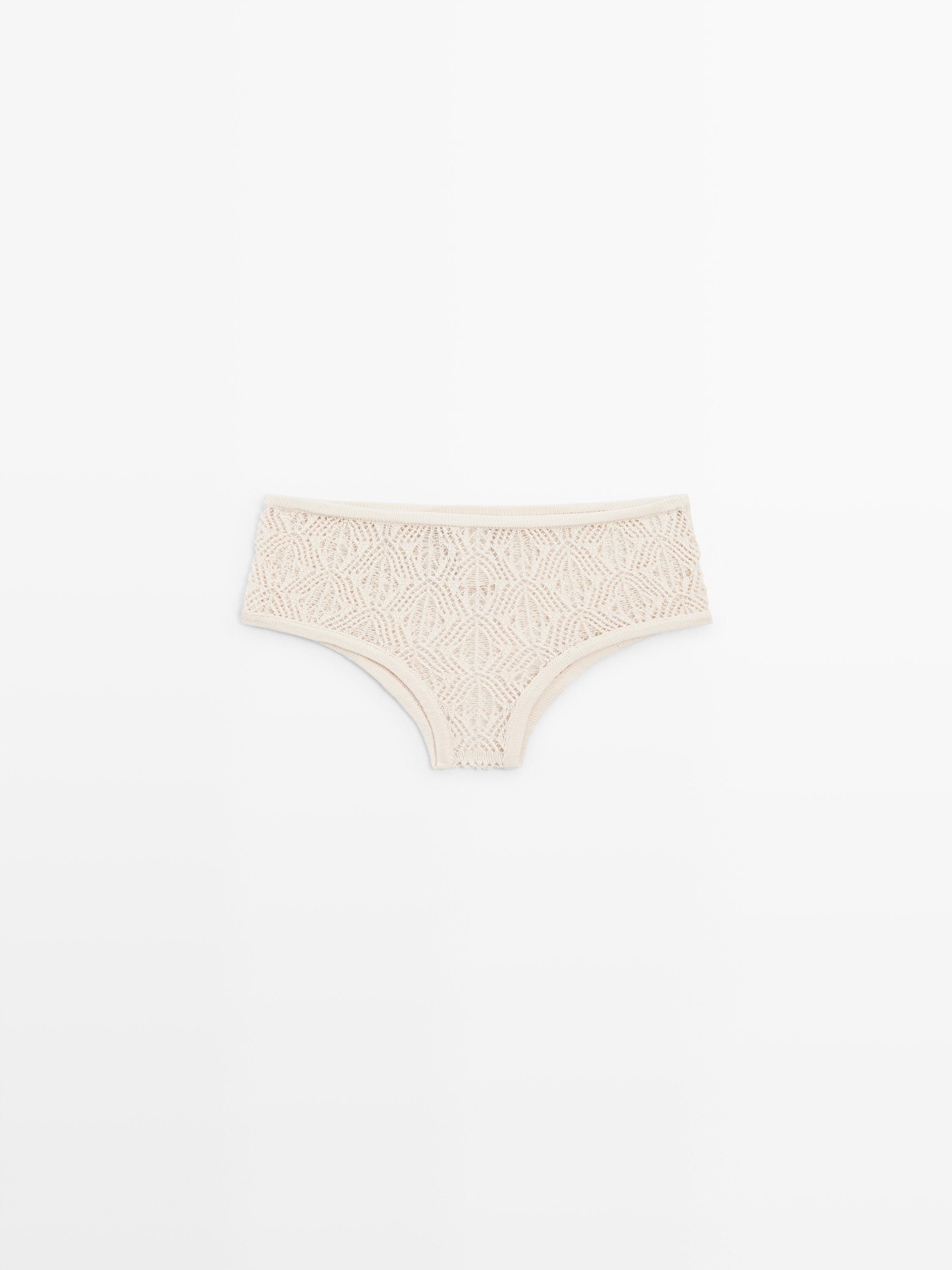 Cotton blend culottes with openwork detail — Ecru