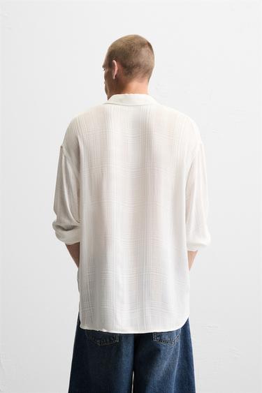 CHEMISE JACQUARD À CARREAUX - Blanc cassé de Zara - Image 2