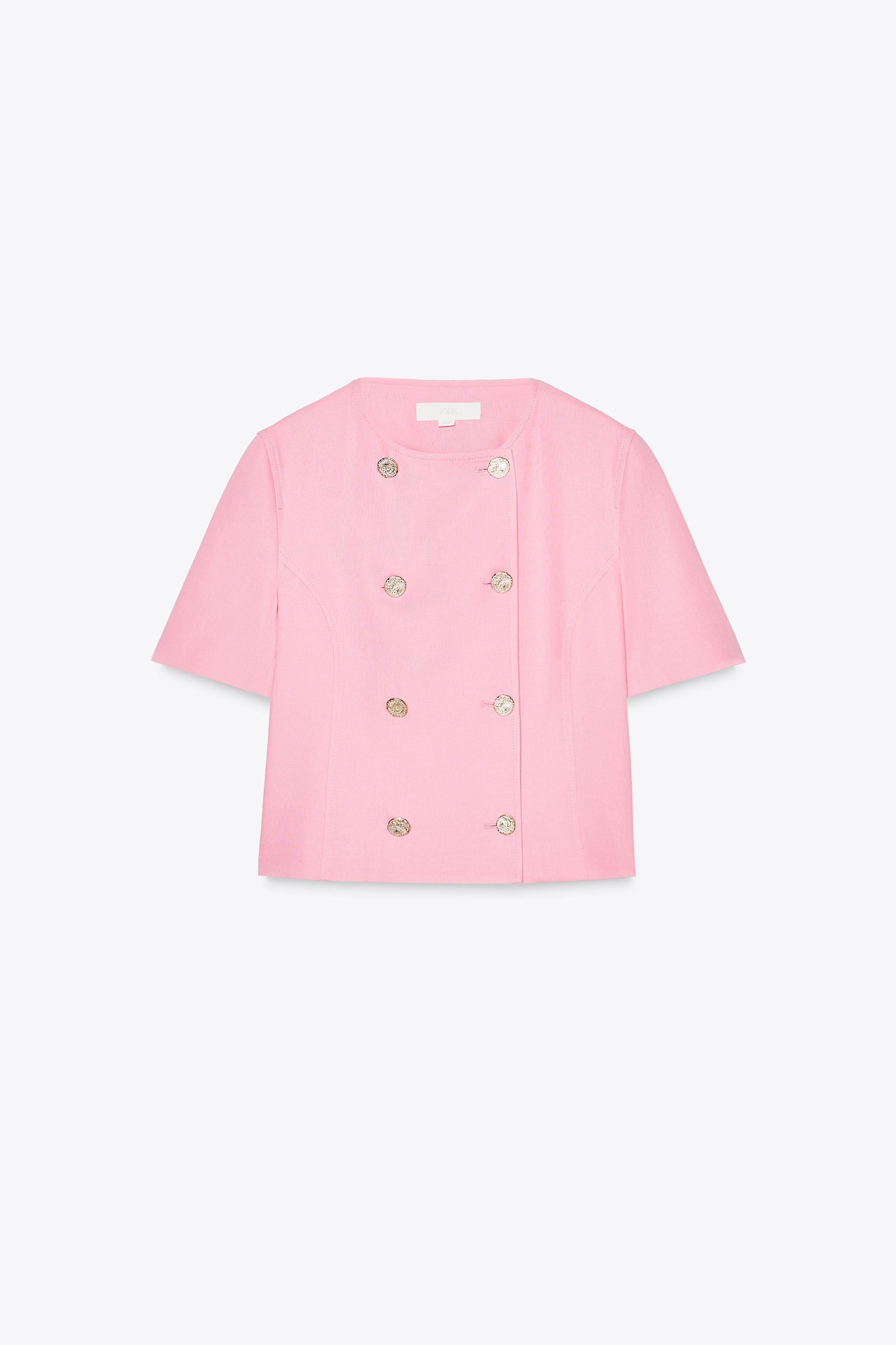 ダブルブレスト仕様ショートスリーブブレザー - 空色 | ZARA