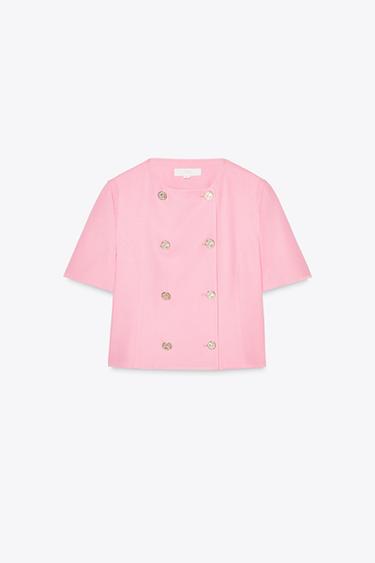 BLAZER CRUZADO MANGA CURTA - Rosa da Zara
