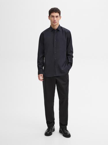 Zara Regular fit cotton poplin shirt - Navy blue