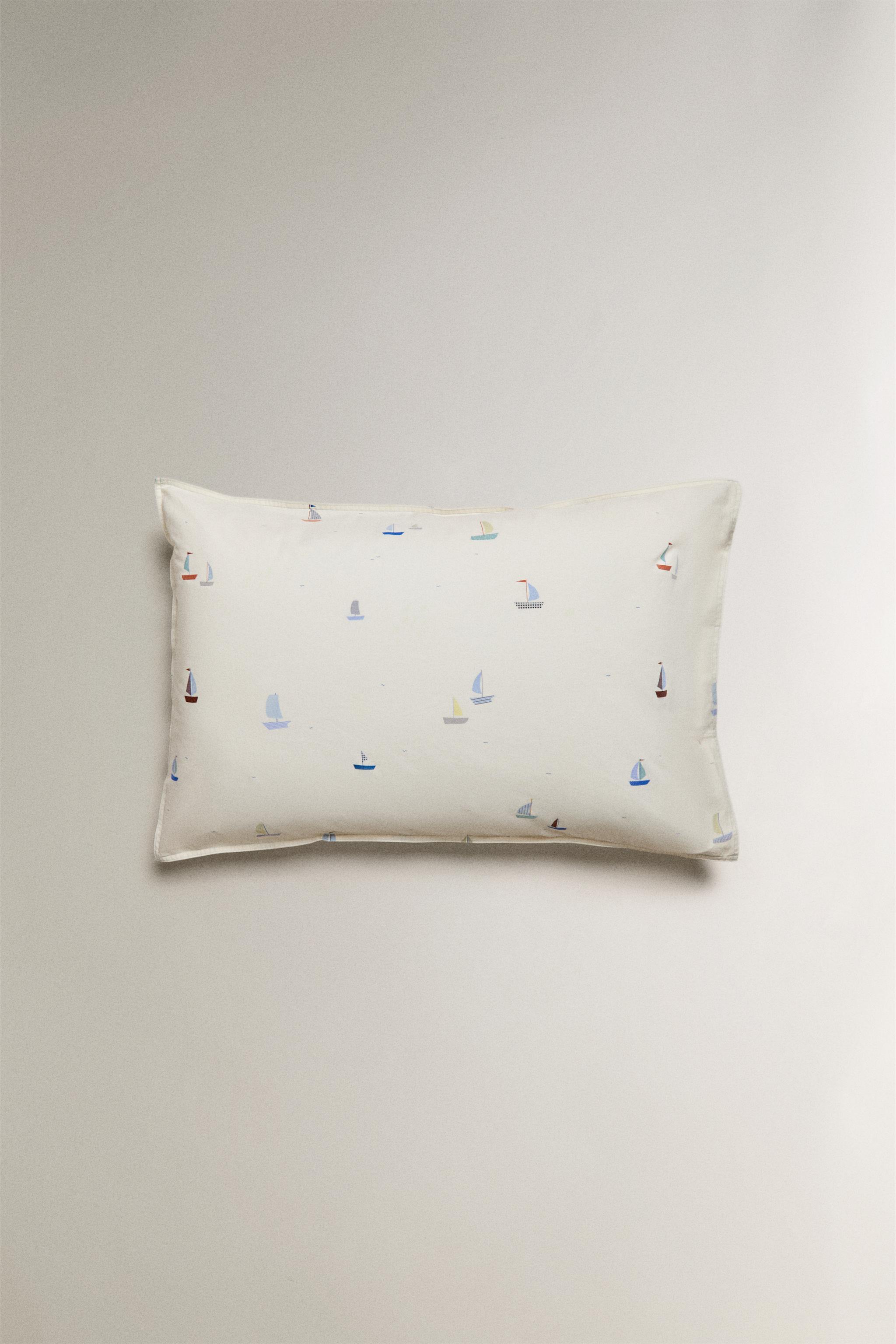KIDS' COTTON SAILBOAT PILLOWCASE