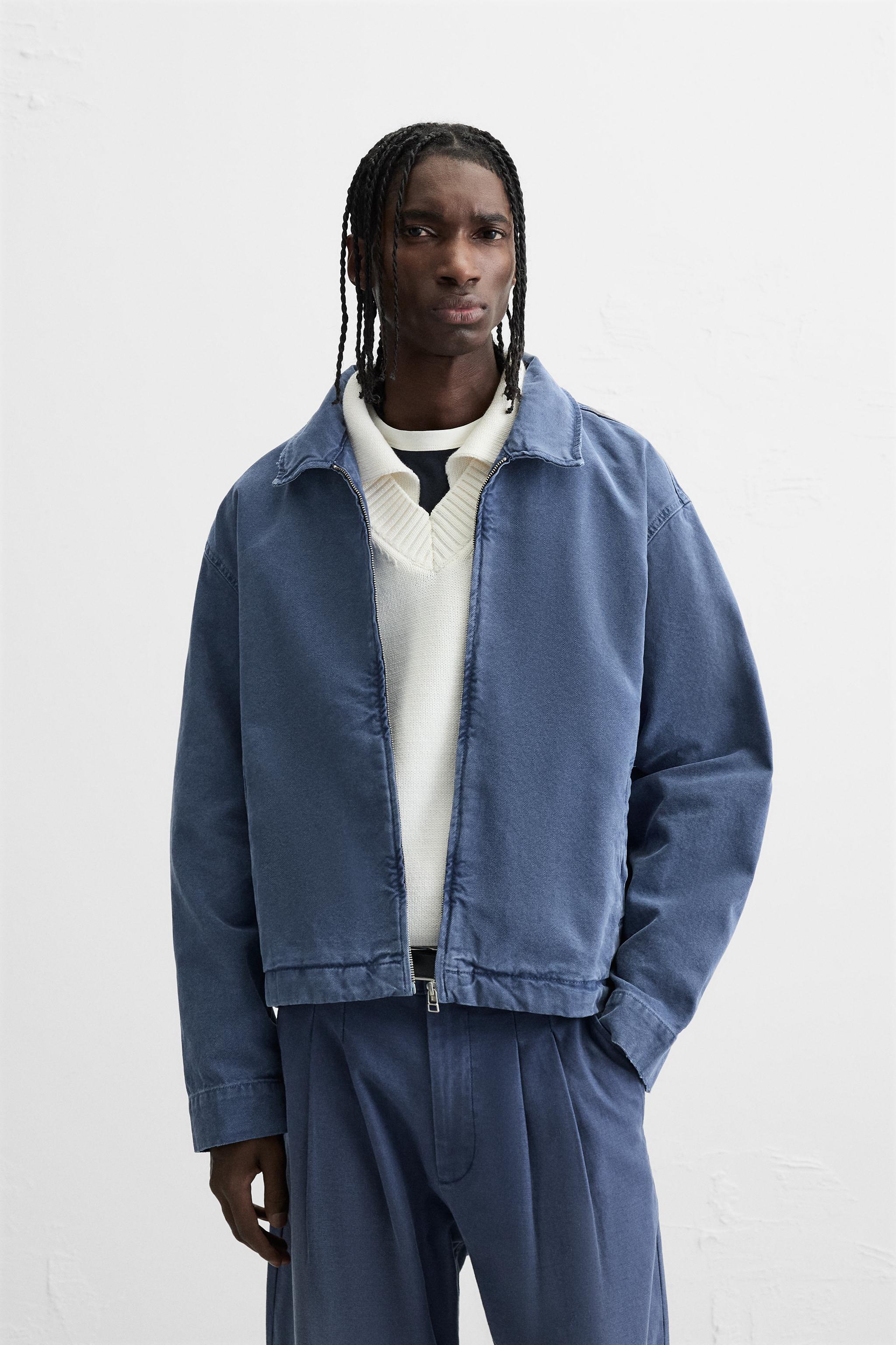 WASHED CANVAS JACKET - Blue | ZARA New Zealand