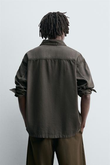 COLOURED DENIM SHIRT - Grey green by Zara - Image 2
