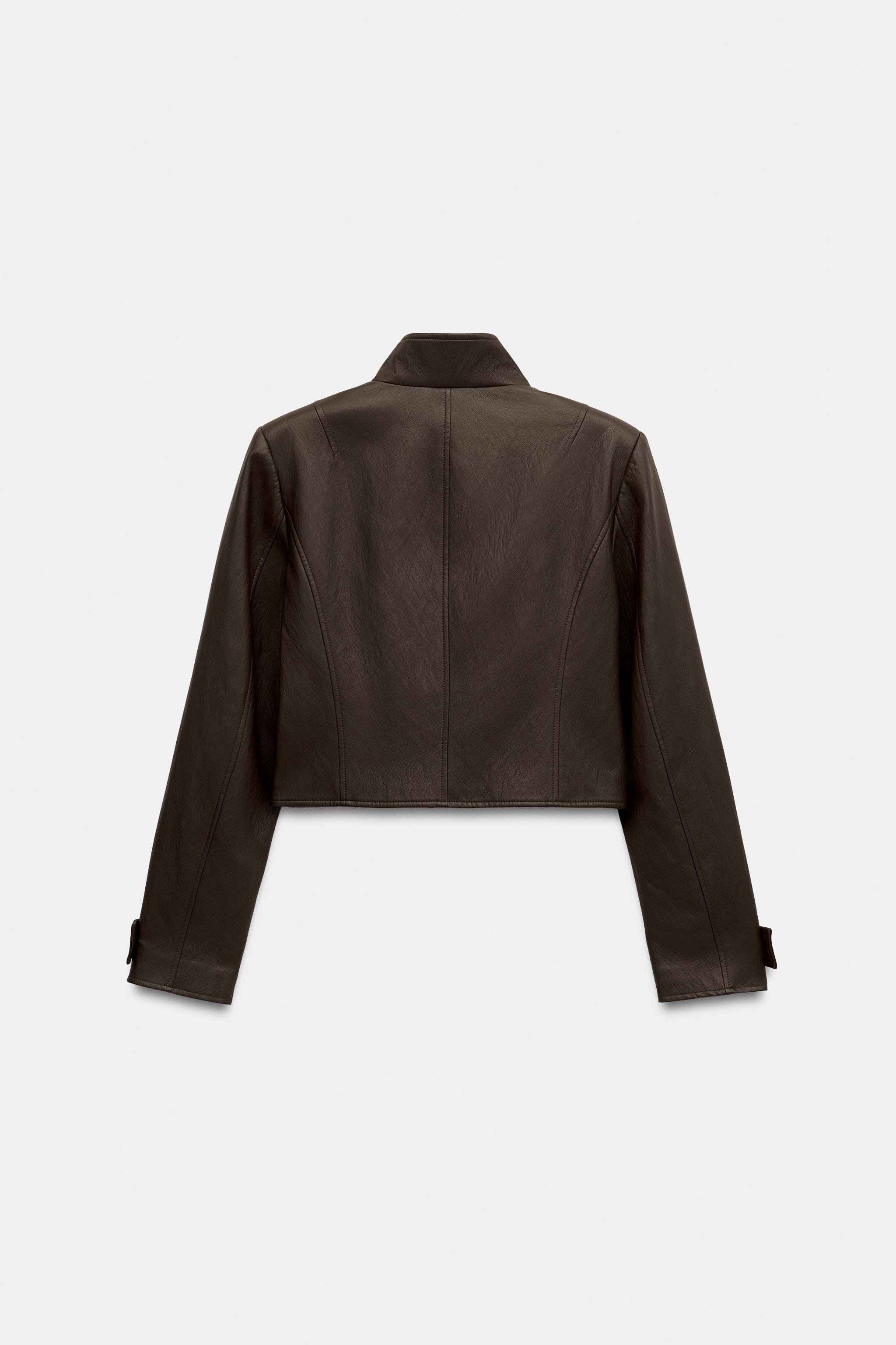 CROPPED FAUX LEATHER JACKET