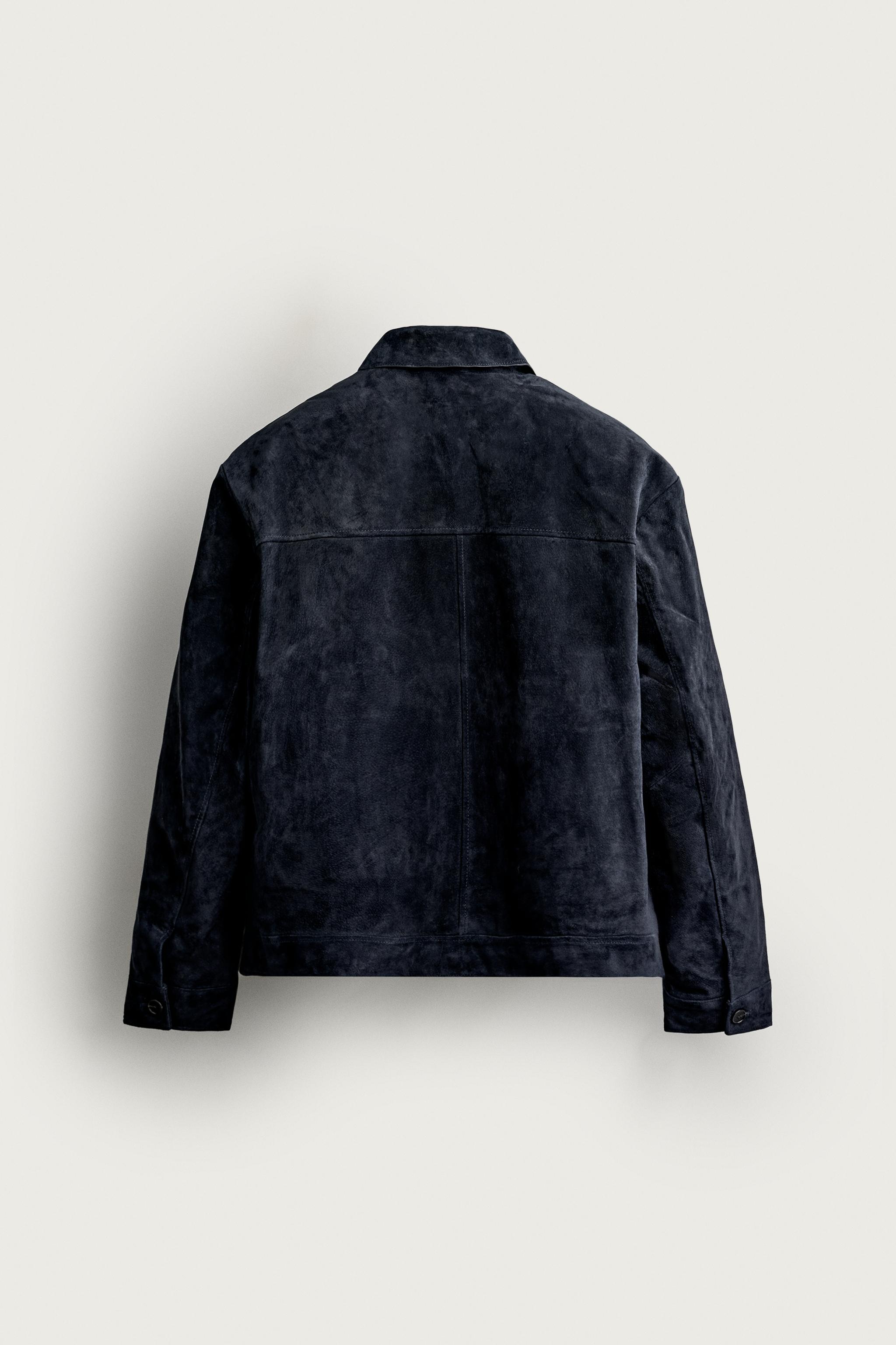 BLOUSON EN CUIR DAIM REGULAR FIT