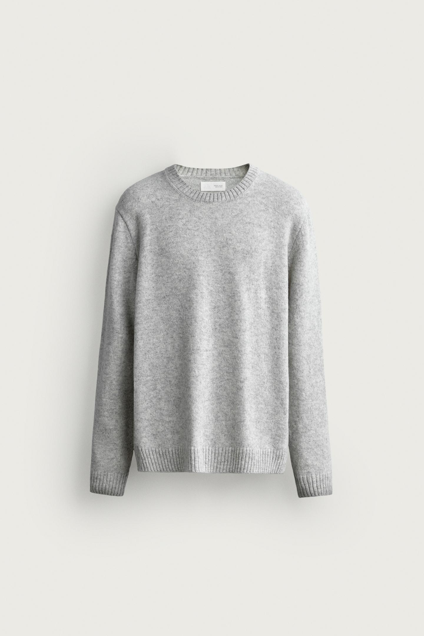 Мужской свитер Zara Regular Fit Wool Blend, цвет: Серый — фото 7