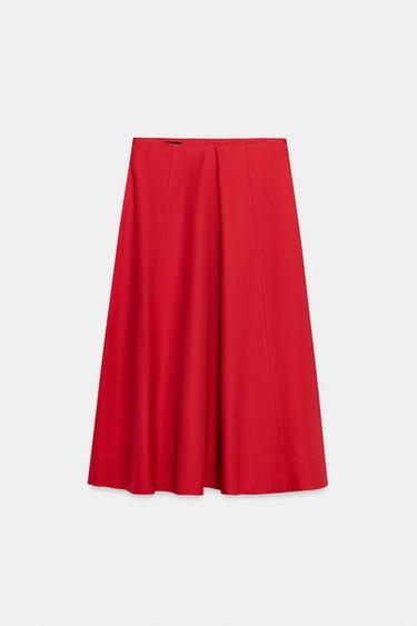LAYERED MIDI SKIRT - Red by Zara - Image 0