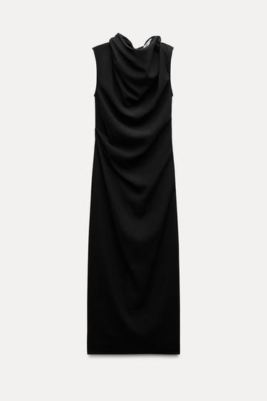 VESTIDO MIDI DRAPEADO ZW COLLECTION - Negro de Zara