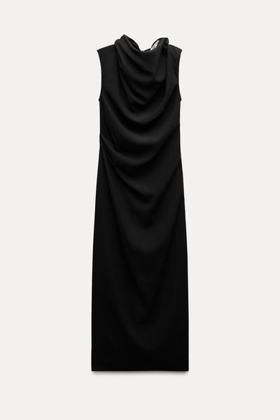 ZW COLLECTION DRAPE MİDİ ELBİSE_5