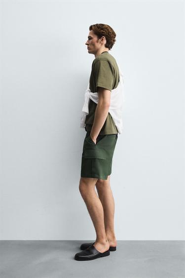 REGULAR FIT CARGO BERMUDA SHORTS - Dark green by Zara - Image 3