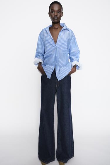STRIPED OXFORD SHIRT - Light blue by Zara - Image 0