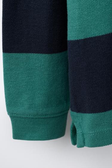 POLO À RAYURES TEINT EN PIÈCE - Vert de Zara - Image 3