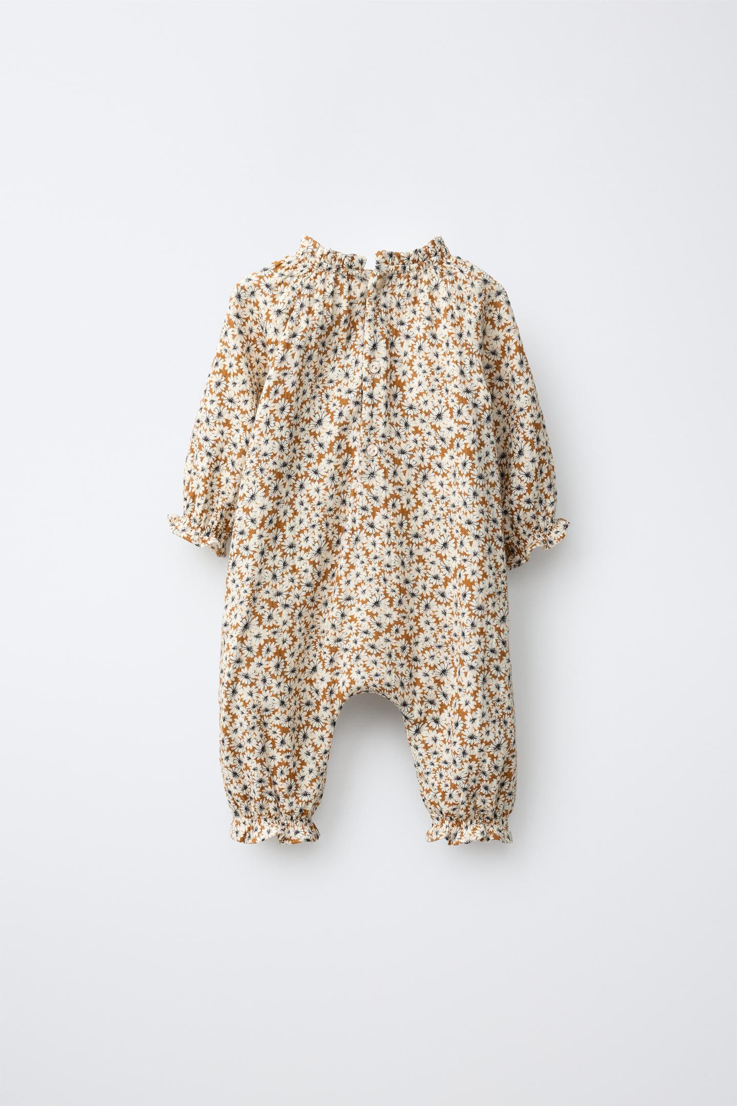 Детский комбинезон Zara Long Floral Jumpsuit, цвет: Ocher — фото 2