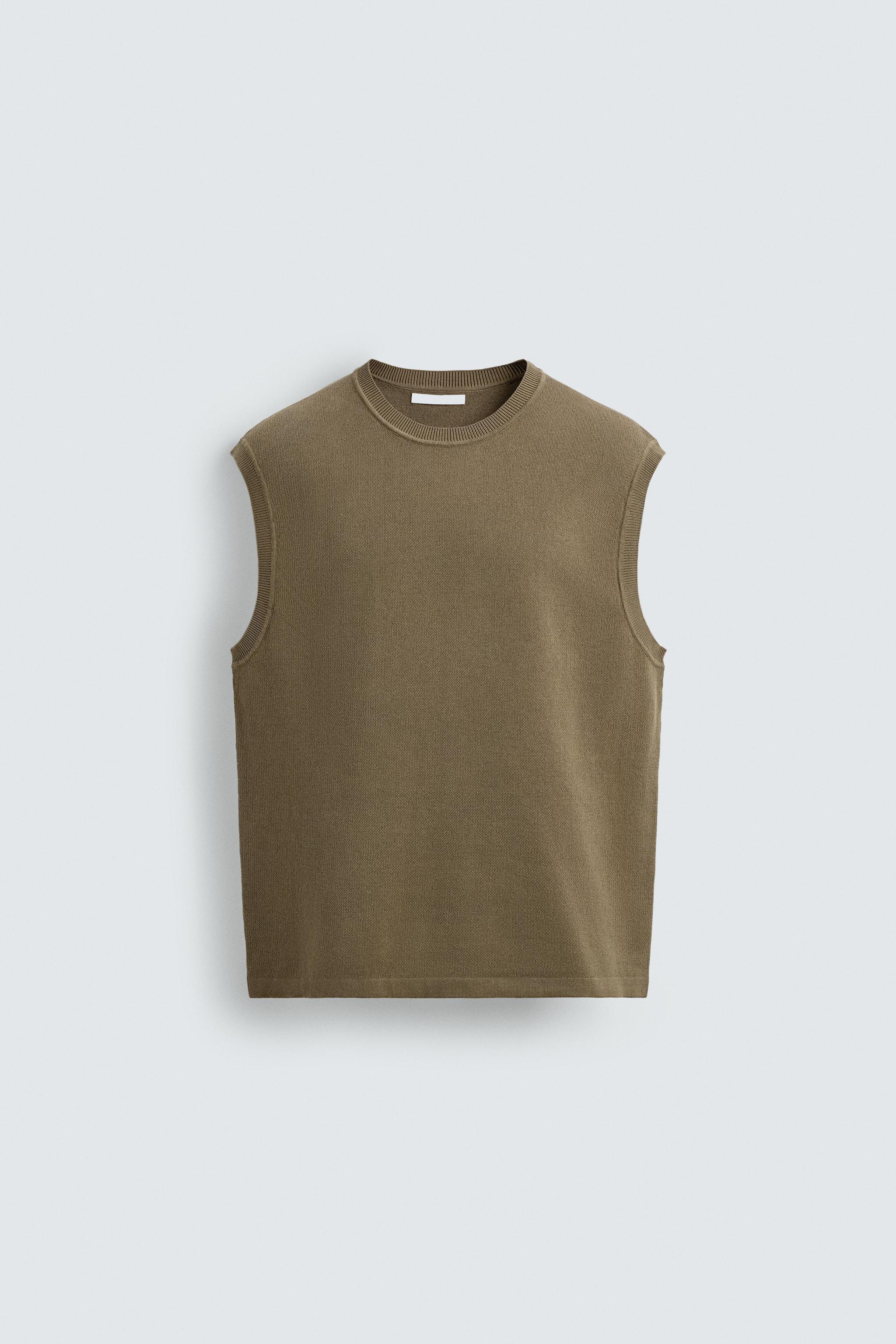 テクスチャーニットベスト - オリーブグリーン | ZARA Japan / 日本