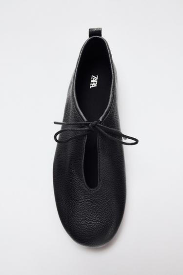 BALLERINES EN CUIR - Noir de Zara