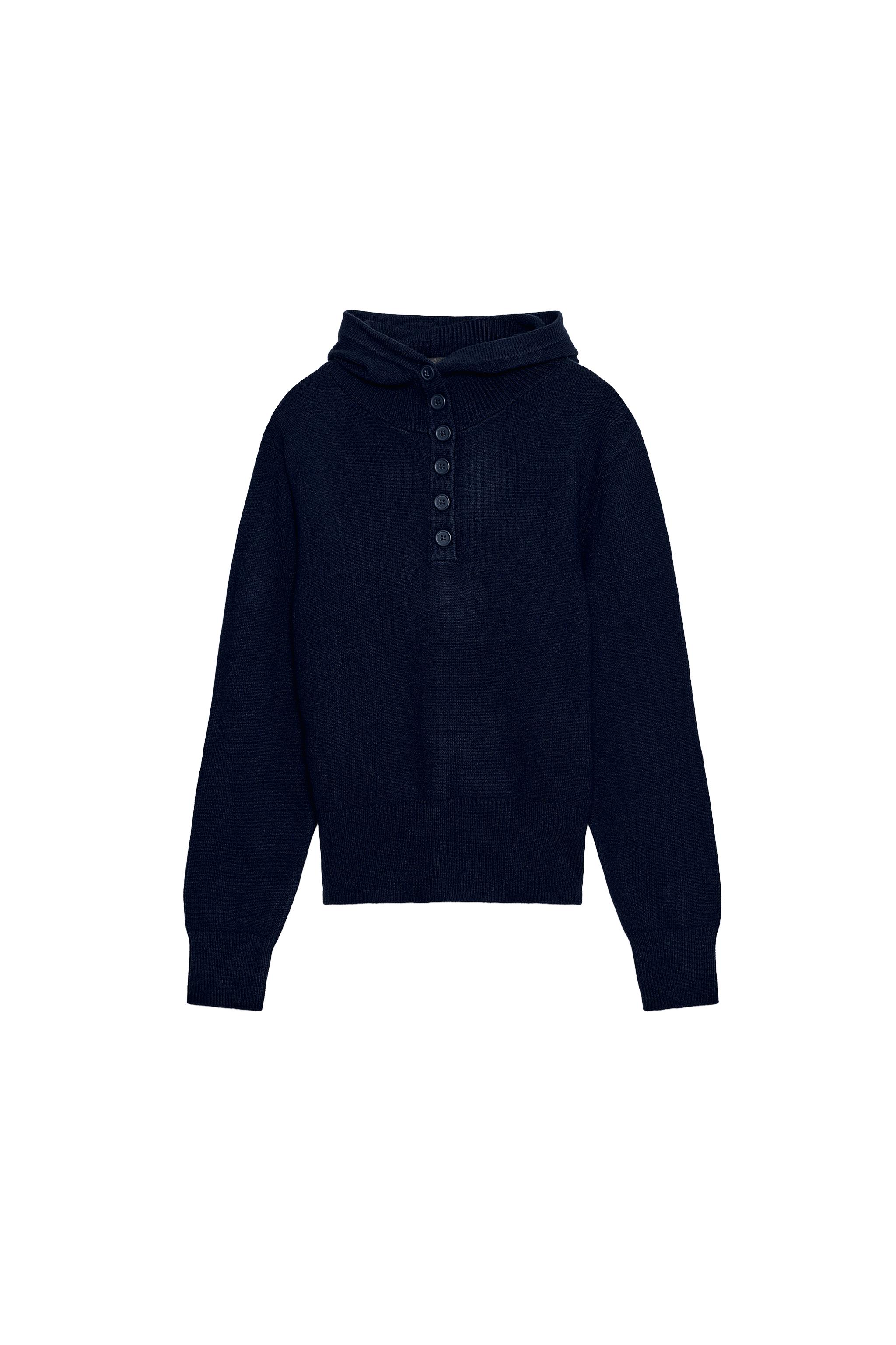 トップス KNIT HOODIE TOPS KNIT HOODIE JUMPER - Navy blue | ZARA India