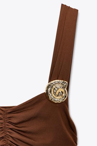 SHELL POLYAMIDE DRESS - Brown by Zara - Image 8